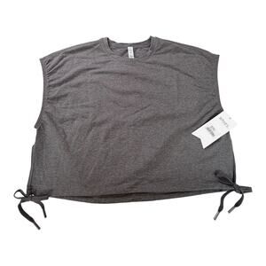 NEW Stori Aspire SWEAT TEE Women's 8 Crop Top Side Ties Heather Gray Sleeveless